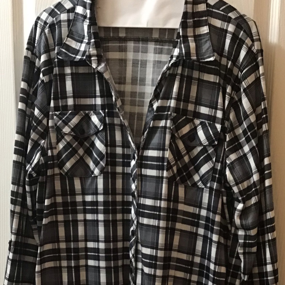 White Mark plaid shirt dress